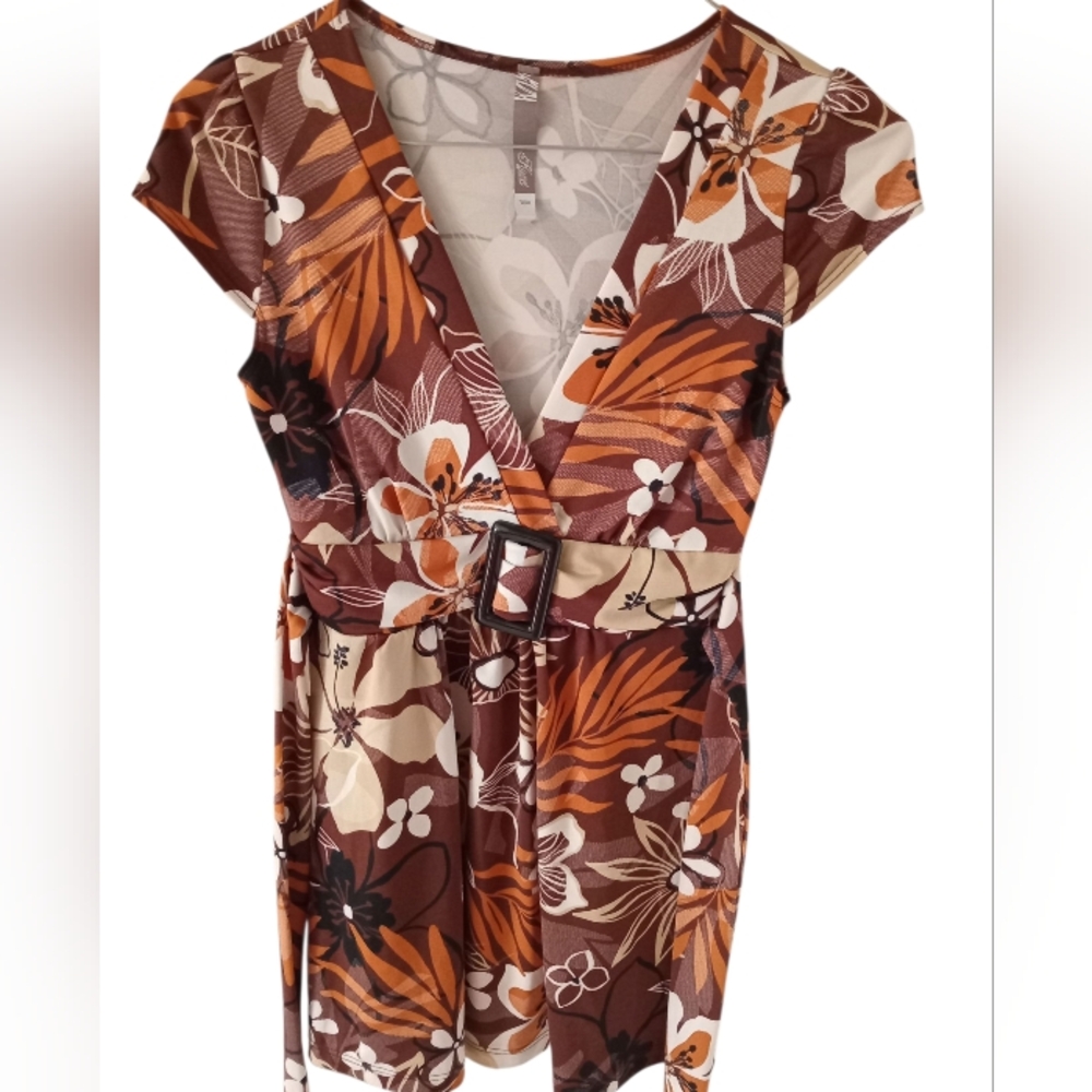 Kismet Brown and Orange Floral Blouse
